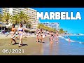 Marbella Beach Walk in June 2021, Malaga, Costa del Sol, Spain [4K]